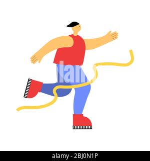 Männer Sport Laufen flache Illustration auf weißem Hintergrund Stock Vektor