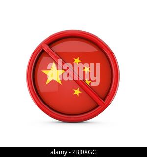 China-Flagge verboten kein Eintrag Symbol. 3D-Rendering Stockfoto