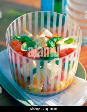 Roter Wassermelone Feta Basilikum und Orangensalat - Stockfoto