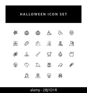 Halloween Vektor-Symbol mit Umriss-Design gesetzt Stock Vektor