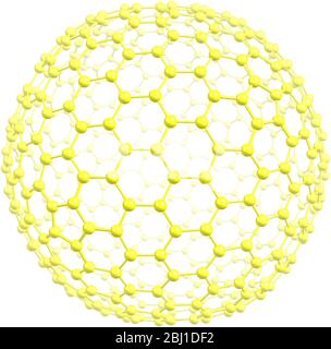 Riesige Fullerene C500 auf weißem Hintergrund Stockfoto