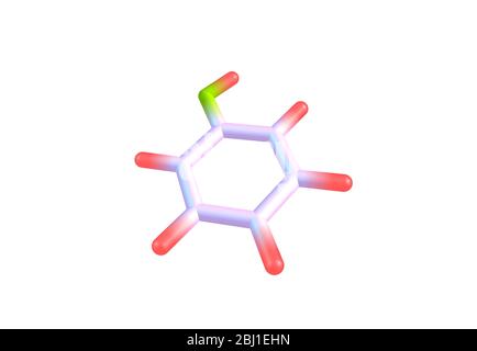 Phenol (Carbolsäure) - ist eine aromatische organische Verbindung mit der Molekülformel C6H5OH. Es ist ein weißer kristalliner Festkörper, der flüchtig ist. Stockfoto