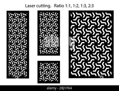 Laser Cut dekoratives Vektor Panel Set. Jali Design, cnc Dekor, Innenarchitektur. Islamisches, arabisches Laserschneiden. Stock Vektor