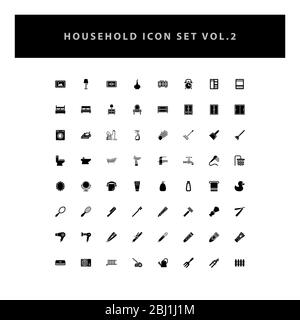 Haushaltsgeräte Vektor-Icons Set Vol 2 mit Glyph-Stil Design Stock Vektor