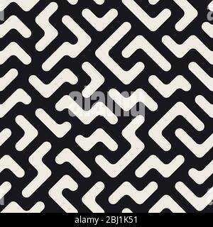 Vektor-Nahtloses Muster. Moderne, stilvolle abstrakte geometrische Textur. Mit Chaotc-Design mit abgerundeten Fliesen. Stock Vektor