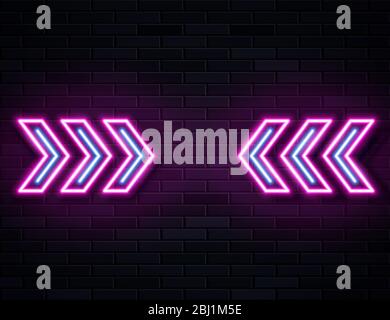 Futuristische Sci Fi Moderne Neon Kiefer glühende Pfeile Rahmen für Banner auf Dark Empty Grunge Beton Backstein Hintergrund. Stock Vektor