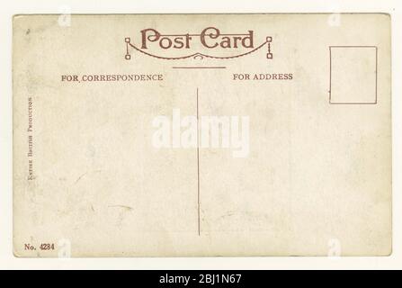 Rückseite der 1920er Postkarte, typische 1920er Typografie, Großbritannien, Großbritannien Stockfoto