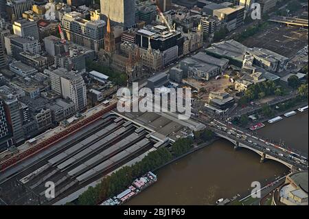 Flinders Station in Melbourne vom Skydeck aus fotografiert Stockfoto