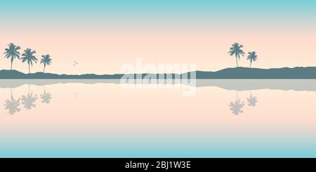 Hell Sommer Urlaub Hintergrund Meer Berg und Palmen Vektor-Illustration EPS10 Stock Vektor