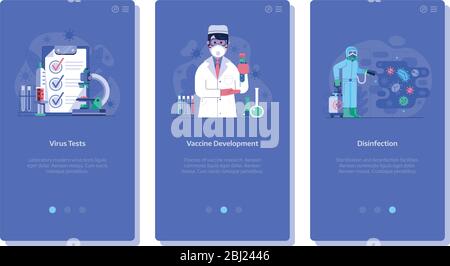 World Virus Pandemic UI Screens für Medical App Stock Vektor