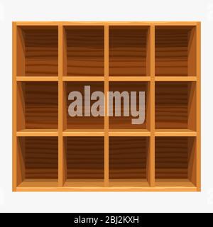 Holzregale lagern auf weiß Stock Vektor