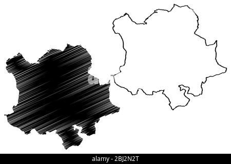 Pforzheimer Stadt (Bundesrepublik Deutschland, Baden-Württemberg) Karte Vektor-Illustration, Skizze Stadt Pforzheim Karte Stock Vektor