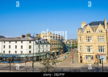 Spring Gardens, das Zentrum der Kurstadt Buxton im Peak District in Derbyshire Stockfoto