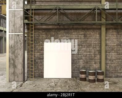 3d-Rendering des neuen industriellen Loft-Innenraums mit Mock-up-Muster Stockfoto