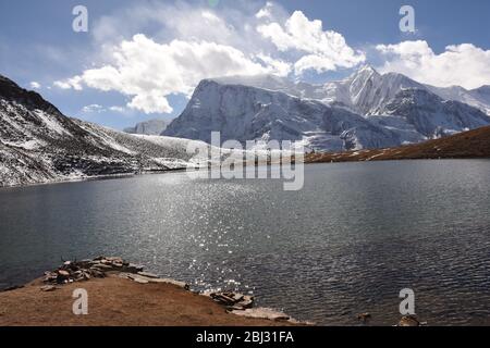 Himalaya Mountain vista von Annapurna Rundtour. Nepal. Stockfoto