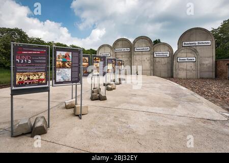 Gedenkstätte und Ausstellung am Bahnhof Radegast im ehemaligen Ghetto Litzmannstadt in Lodz, Polen Stockfoto