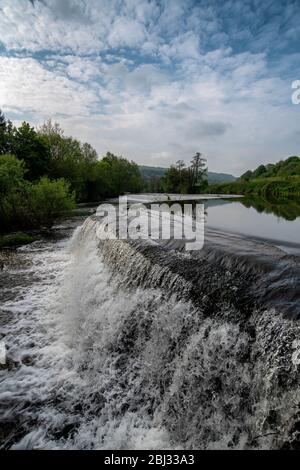 Warleigh Weir am Fluss Avon in Somerset, in der Nähe von Bath im Frühling. Stockfoto