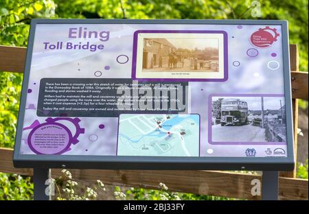 Touristeninformation an der Eling toll Bridge, Eling, Totton, Hampshire, England, Großbritannien Stockfoto