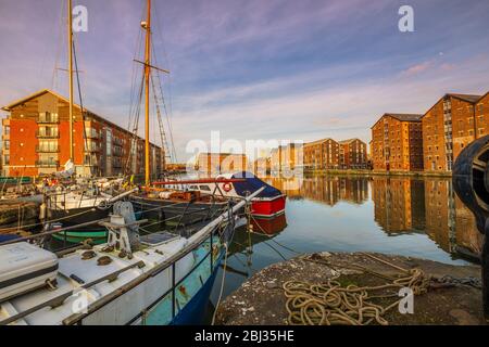 Schiffsreparaturhof an den Docks von Gloucester. Stockfoto