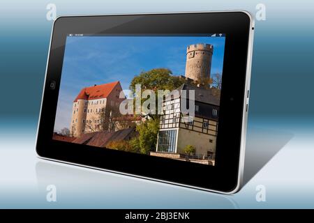 Romanischen Gnandstein Burg, erbaut im 13. Jahrhundert, Kohren-Sahlis, Landkreis Leipzig, Sachsen, Deutschland, Europa Stockfoto