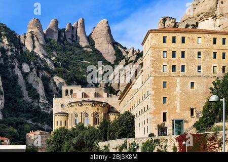 Kloster Santa Maria de Montserrat in Monistrol de Montserrat in Spanien. Stockfoto