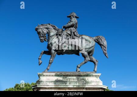 Statue von Vittorio Emanuele II von Augusto Rivalta in Livorno in Italien. Stockfoto