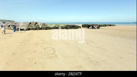 Arromanches les Bains, Frankreich - 14. August 2016: Berühmte d-day Lage in Nordfrankreich Stockfoto