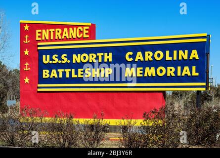 Eintritt zum Museumsschiff USS North Carolina. Stockfoto