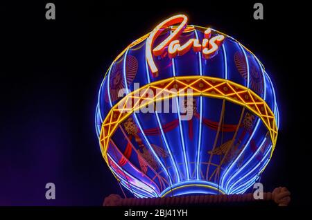 LAS VEGAS, Nevada USA - MÄRZ 29, Ballon des Paris Las Vegas Hotel der Nacht Blick Stockfoto