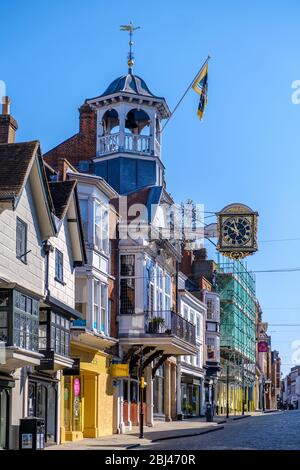 Leere High Street Guildford Surrey: Covid-19 Sperrung Stockfoto