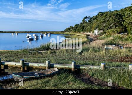 Charmante Strandhütte am Oyster River in Chatham in Cape Cod. Stockfoto