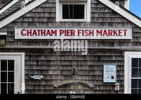 Chatham Pier Fish Market in Chatham in Cape Cod. Stockfoto