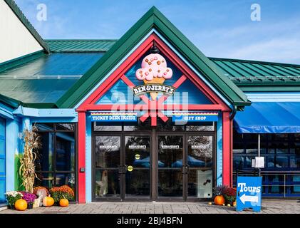 Ben and Jerry's Ice Cream Factory und Firmenzentrale in Waterbury in Vermont. Stockfoto