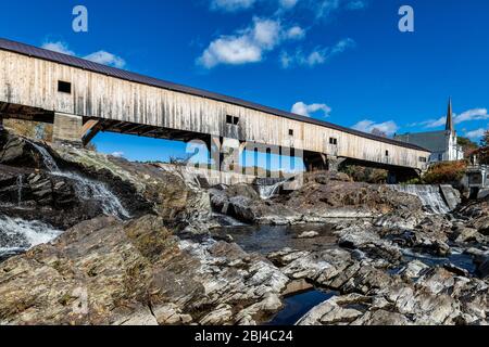 Bath Covered Bridge im Bath in New Hampshire. Stockfoto
