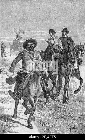 Abenteuer der Löwen. Don Quixote Romane Szene. Illustration aus S. Calleja Edition erschienen 1916. Stockfoto