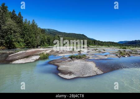 Geflochtener Nooksack River. Stockfoto