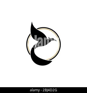 Fliegender Vogel Grafik Logo Design Konzept Vorlage, isoliert auf weißem Hintergrund. Stock Vektor