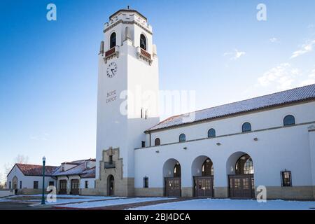 Weite Sicht auf das Boise Depot - ein Bahnhof, der 1925 von der Union Pacific Railroad gebaut wurde. Stockfoto