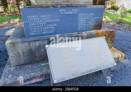 Greenfield, Flintshire, Großbritannien; März 26 2019; das Greenfield war Memorial erinnert an Männer, die im 1. Und 2. Weltkrieg starben. Es steht im M Stockfoto