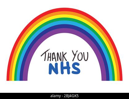 Danke NHS Regenbogen Vektor während der 2020 Coronavirus Pandemie Stock Vektor