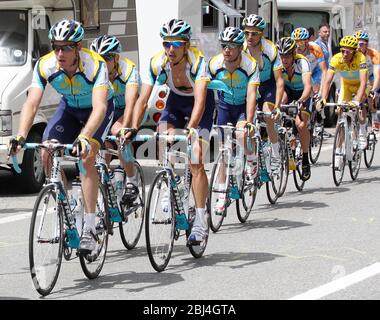 Alberto Contador, Lance Armstrong und Team Astana während der Tour de France 2009, Stage16 Radrennen, Martigny – Bourg-Saint-Maurice (159Km) am 23. Juli 2009 in Col du Grand-Saint-Bernard- Foto Laurent Lairys / DPPI Stockfoto