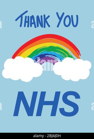 Danke NHS Regenbogen Vektor während der 2020 Coronavirus Pandemie Stock Vektor