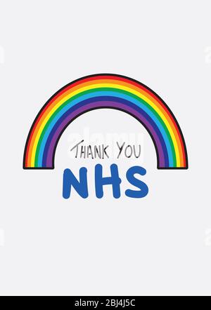 Danke NHS Regenbogen Vektor während der 2020 Coronavirus Pandemie Stock Vektor