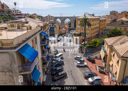 Bogliasco, Italien - 20. August 2019: Malerischer Ferienort Bogliasco an der ligurischen Küste bei Genua in Ligurien, Italien Stockfoto