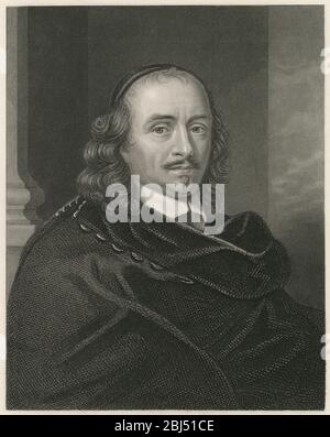 Antike Gravur, Pierre Corneille. Pierre Corneille (1606 -1684) war ein französischer Tragödian. Er gilt allgemein als einer der drei großen französischen Dramatiker des 17. Jahrhunderts, zusammen mit Molière und Racine. QUELLE: ORIGINALGRAVUR Stockfoto