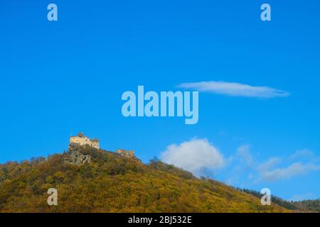 Herbst in der Wachau - Schloss Aggstein, Wachau, Niederösterreich, Österreich Stockfoto