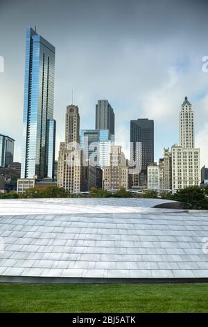 Skyline der Stadt vom Grant Park, Chicago, Illinois, USA Stockfoto