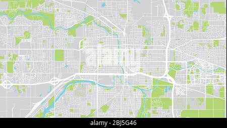 Stadtvektor Stadtplan von Lansing, USA. Michigan State Capital Stock Vektor