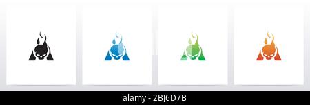 Flammender Schädel auf Brief Logo Design A Stock Vektor
