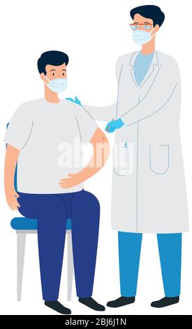 Arzt impfen, um den Mann mit Gesichtsmaske Stock Vektor
